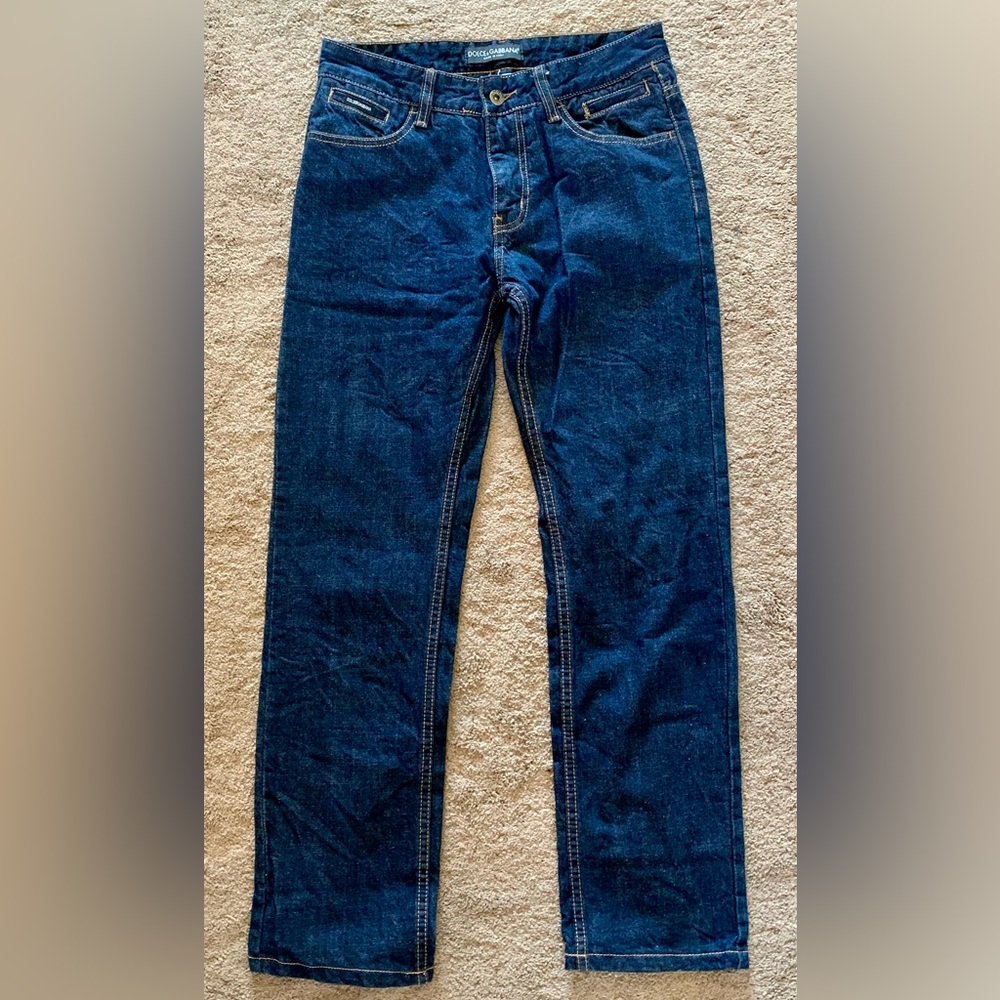 Dolce & Gabbana dark wash straight leg jean raw denim